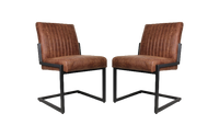 Eetkamerstoel Texas Set van 2 - 55x50x85 - Cognac - Yachtleder/metaal