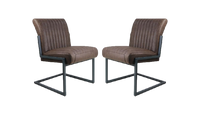 Eetkamerstoel Texas set van 2 - 55x50x85 - Espresso - Yachtleder/metaal