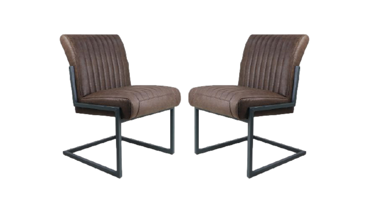 Eetkamerstoel Texas set van 2 - 55x50x85 - Espresso - Yachtleder/metaal