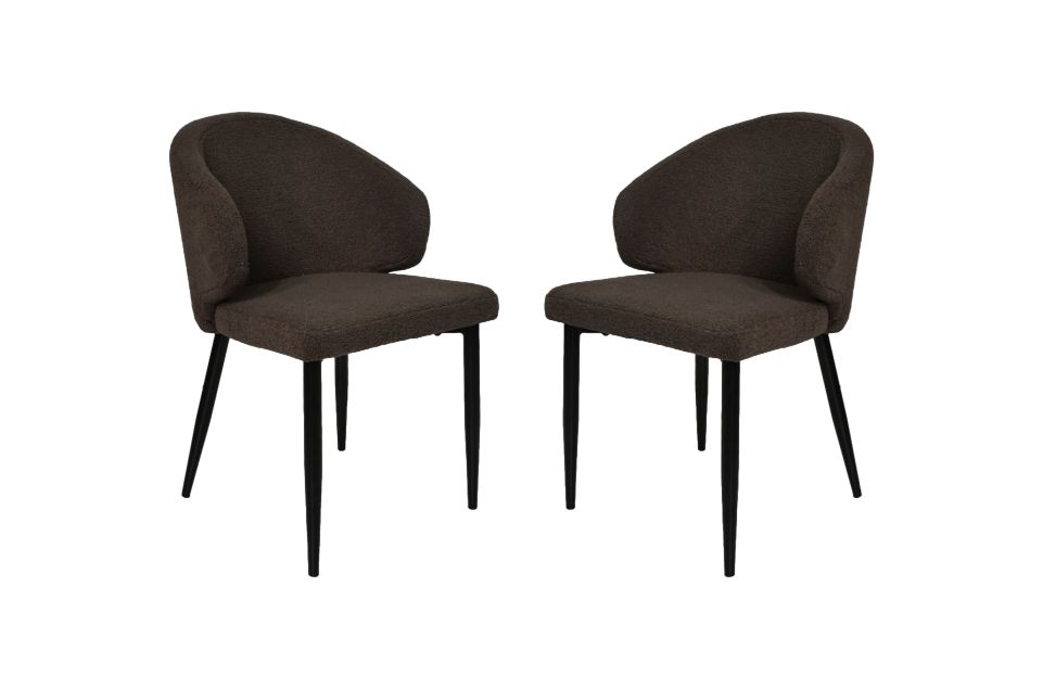 Eetkamerstoel Yuna - Espresso - Teddy/metaal - Set van 2