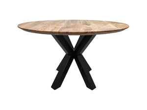 Eettafel Zurich rond - ø140x76 - Oakland tafelpoten - Acaciahout/metaal