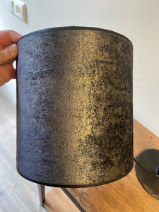 Lampenkap cilinderhoog black/gold velvet 20cm