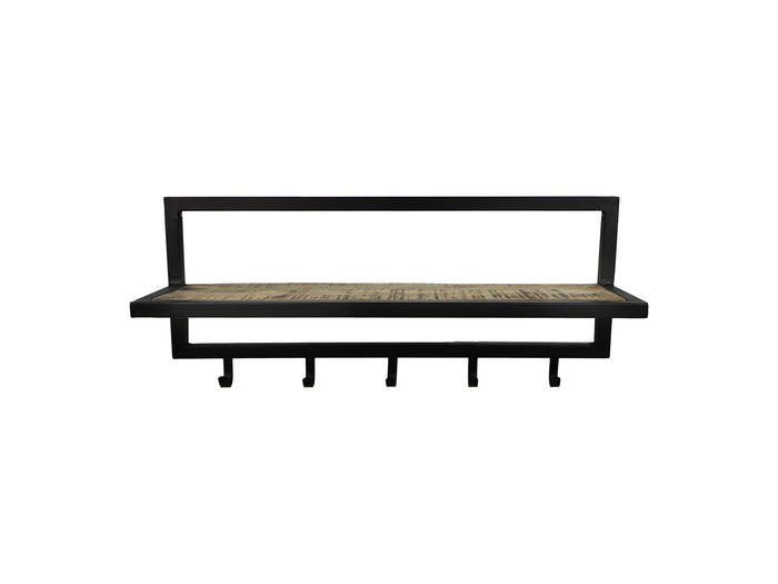 Kapstok - 66x17x28 - Naturel/zwart - Mangohout/metaal