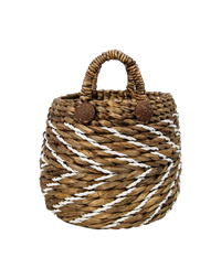 Mandenset - naturel/wit - waterhycinth - set van 2