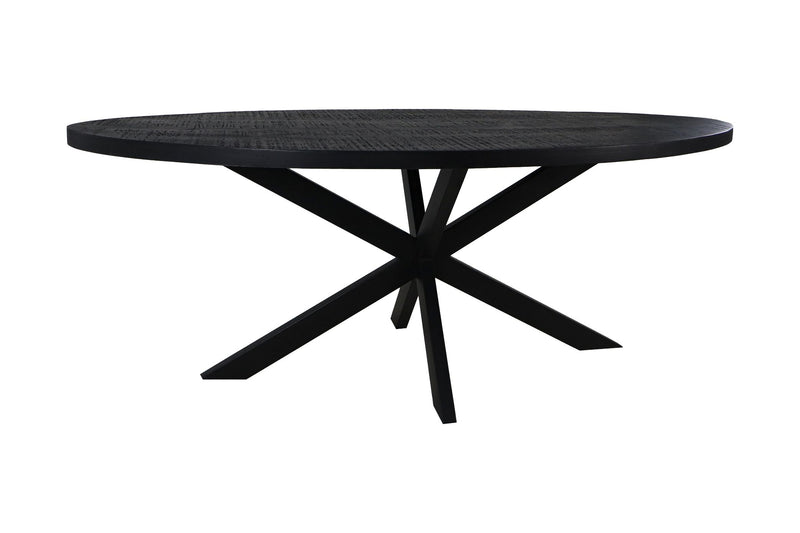 Ovale eettafel Melbourne - 180x100x76-  Zwart - Mangohout/ijzer