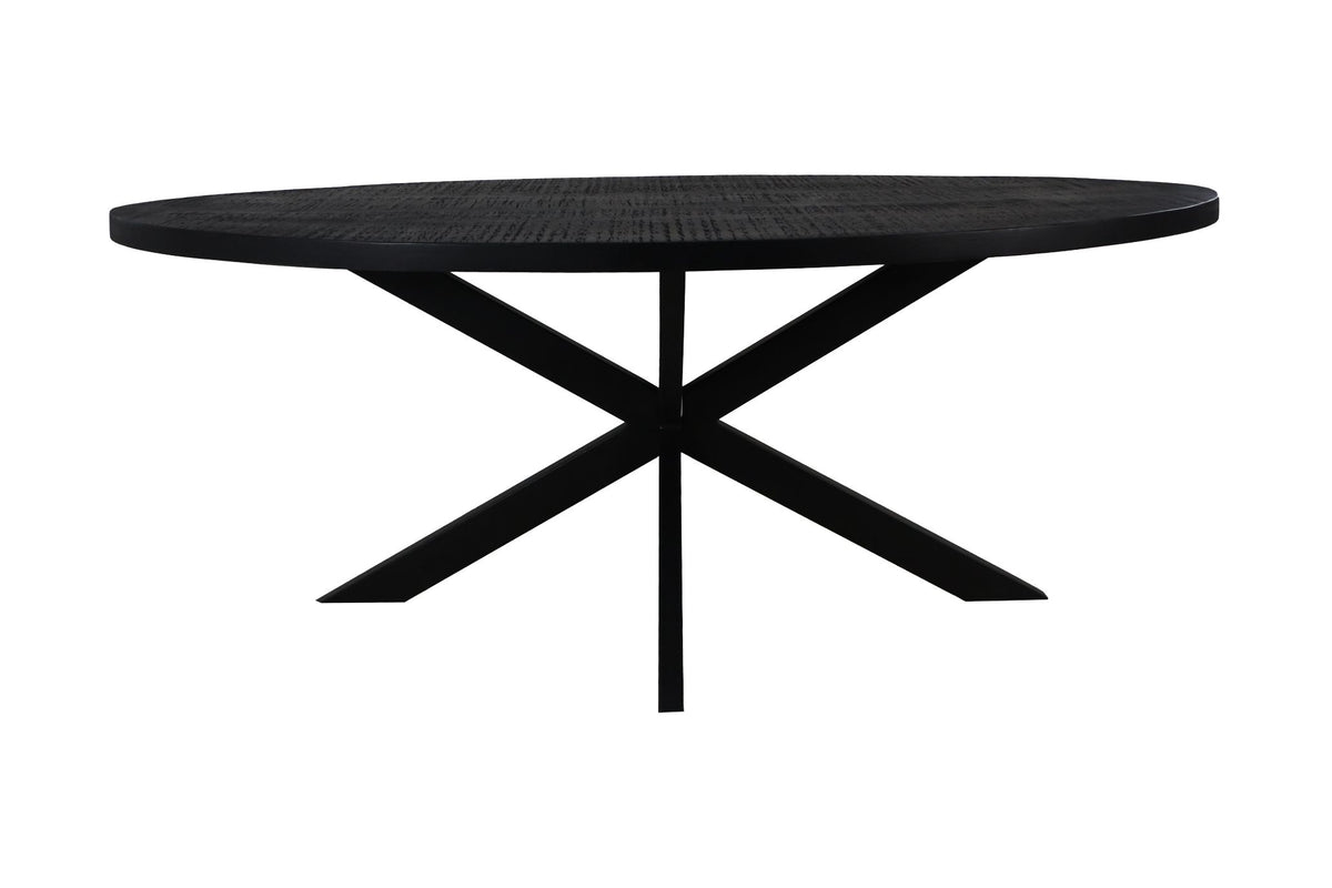 Ovale eettafel Melbourne - 240x110x76,5 - Zwart - Mangohout/ijzer