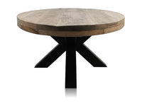 Ovale salontafel - 130x80x45 - Naturel/zwart - Mangohout/metaal