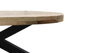 Ovale salontafel - 130x80x45 - Naturel/zwart - Mangohout/metaal