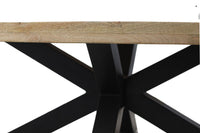 Ovale salontafel - 130x80x45 - Naturel/zwart - Mangohout/metaal