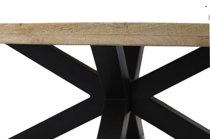 Ovale salontafel - 130x80x45 - Naturel/zwart - Mangohout/metaal
