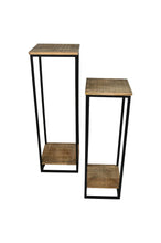 Afbeelding in Gallery-weergave laden, Plant stand - 30x30x90 - Natural/black - Mango wood/iron - Set of 2

