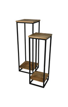 Afbeelding in Gallery-weergave laden, Plant stand - 30x30x90 - Natural/black - Mango wood/iron - Set of 2
