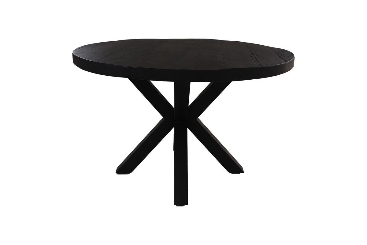 Ronde eettafel - ø130x77 cm - Zwart - Gerecycled mangohout/metaal