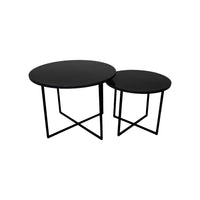 Ronde Salontafel - ø61x45/ø46x39 - zwart marmer - set van 2