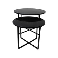 Ronde Salontafel - ø61x45/ø46x39 - zwart marmer - set van 2