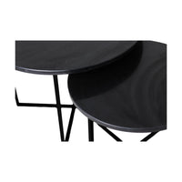 Ronde Salontafel - ø61x45/ø46x39 - zwart marmer - set van 2