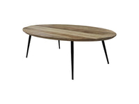 Salontafel Bern ovaal - 130x80x38 - Naturel/zwart - Mangohout/metaal