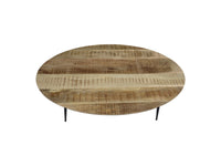 Salontafel Bern ovaal - 130x80x38 - Naturel/zwart - Mangohout/metaal