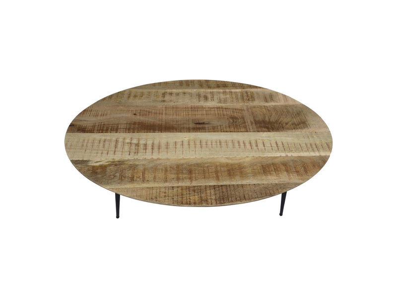Salontafel Bern ovaal - 130x80x38 - Naturel/zwart - Mangohout/metaal