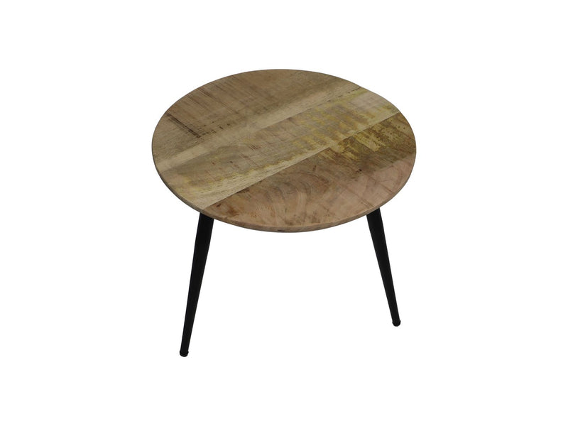 Salontafel Bern rond - ø45x38 - Naturel/zwart - Mangohout/metaal
