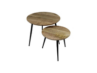 Salontafel Bern rond - ø45x38 - Naturel/zwart - Mangohout/metaal