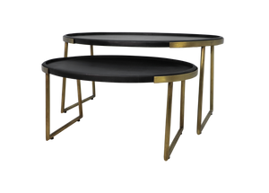 Salontafel Paulson - mangohout/antique gold - set van 2