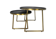 Afbeelding in Gallery-weergave laden, Salontafel Paulson - mangohout/antique gold - set van 2
