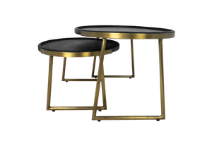 Salontafel Paulson - mangohout/antique gold - set van 2