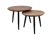 Afbeelding in Gallery-weergave laden, Salontafel Zurich - ø60/ø50 - Naturel/zwart - Acaciahout/ijzer - Set van 2
