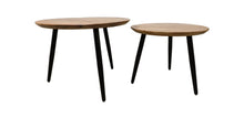 Afbeelding in Gallery-weergave laden, Salontafel Zurich - ø60/ø50 - Naturel/zwart - Acaciahout/ijzer - Set van 2
