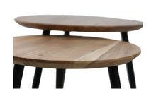 Afbeelding in Gallery-weergave laden, Salontafel Zurich - ø60/ø50 - Naturel/zwart - Acaciahout/ijzer - Set van 2
