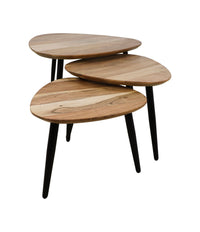 Salontafels Zurich - ø70/ø50/ø45 - acaciahout/ijzer set van 3