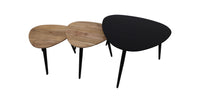 Salontafels Zurich - ø70/ø50/ø45 - Naturel/zwart - Acaciahout/ijzer - Set van 3