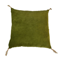 Afbeelding in Gallery-weergave laden, Decorative pillow with tassels - 45x45 - Olive green/gold - Velvet
