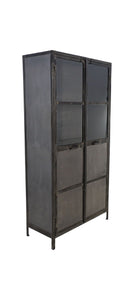 Vitrinekast Brooklyn - 90x40x180 - Natural Steel - Ijzer/glas