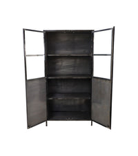 Vitrinekast Brooklyn - 90x40x180 - Natural Steel - Ijzer/glas