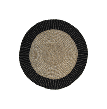 Afbeelding in Gallery-weergave laden, Vloerkleed Malibu - ø120 cm - raffia/zeegras - naturel/zwart
