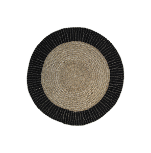 Vloerkleed Malibu - ø120 cm - raffia/zeegras - naturel/zwart