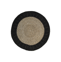 Vloerkleed Malibu - ø150 cm - raffia/zeegras - naturel/zwart