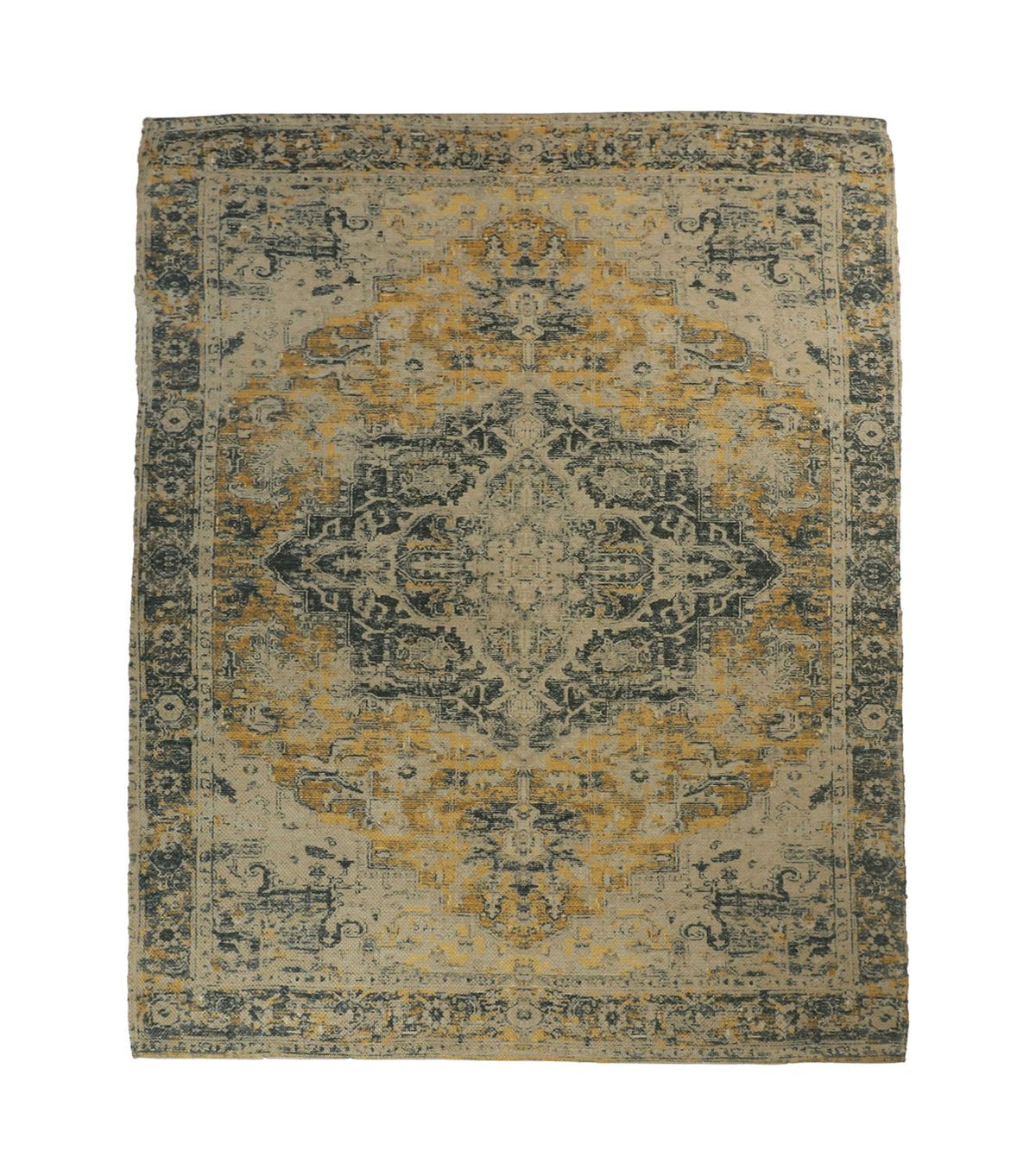 Rug Vintage - 120x180 - Yellow/grey/blue/old pink/ - Polyester