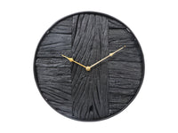 Wandklok - ø50x5 cm - Zwart/goud - Rustiek hout/metaal