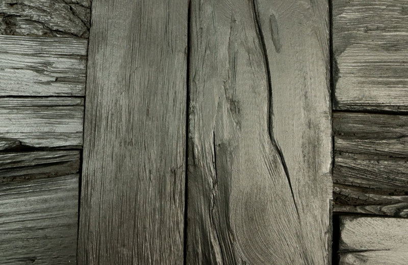 Wandklok - ø50x5 cm - Zwart/goud - Rustiek hout/metaal