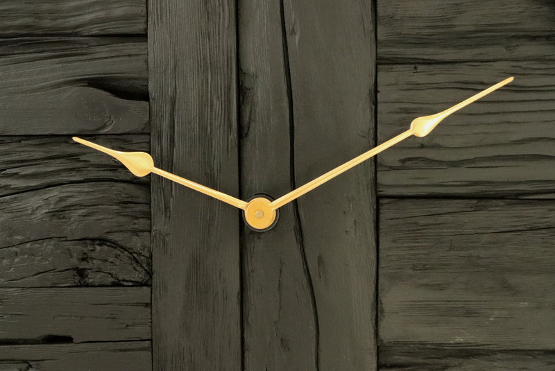 Wandklok - ø50x5 cm - Zwart/goud - Rustiek hout/metaal