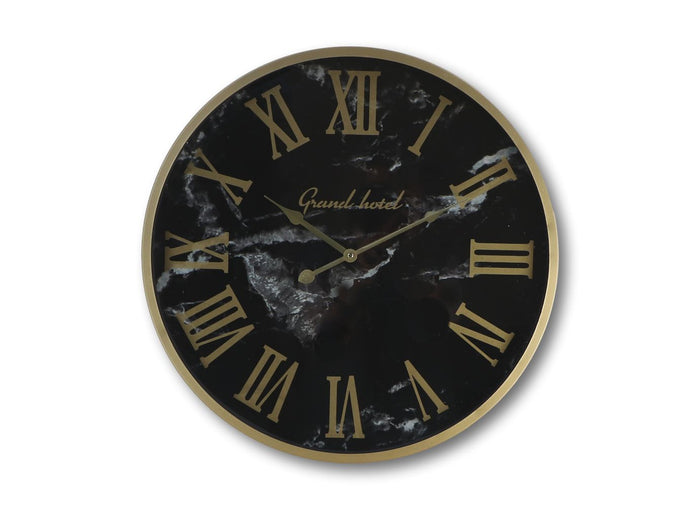 Wall clock Roman Marseille - ø50x6 cm - Black/marble look - Metal/glass