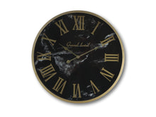 Afbeelding in Gallery-weergave laden, Wall clock Roman Marseille - ø50x6 cm - Black/marble look - Metal/glass
