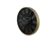 Afbeelding in Gallery-weergave laden, Wall clock Roman Marseille - ø50x6 cm - Black/marble look - Metal/glass
