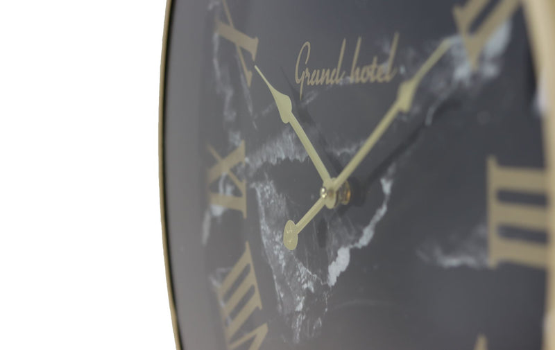 Wall clock Roman Marseille - ø50x6 cm - Black/marble look - Metal/glass