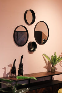 Wall mirror Fletcher Round - ø30 - black - Metal/glass